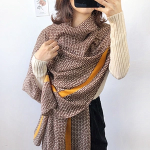 Spring 2020 New Style Geometric Pattern Fashion Messy Linen Long Scarf Cotton And Linen Shawl Scarf For Women
