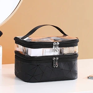 Double Layer Women Makeup Bag Portable Bag Travel Cosmetic Bag