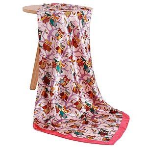 Cartoon animal scarves female 90cm large square scarf spring and summer wild shawl owl decorative head scarf autumn and winter s