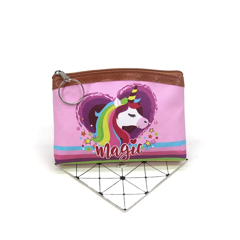 Factory direct cartoon unicorn coin purse cute pegasus children key coin purse mini wallet