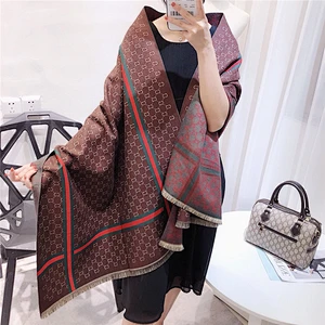 2020 New Cashmere Scarf Female Autumn Winter Letter CC Warm Dual-Use Long Shawl