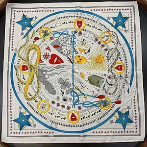 Spring wild new multifunctional female decorative scarves tarot pattern custom print small square scarf