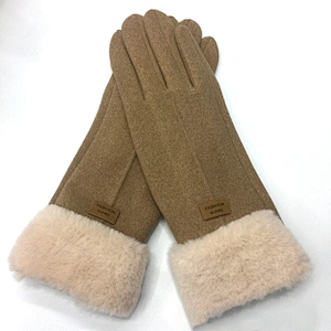2020 Womens Full Finger Glove Ladies Fashionable Fur Winter Outdoor Sport Warm Gloves Luvas Femininas