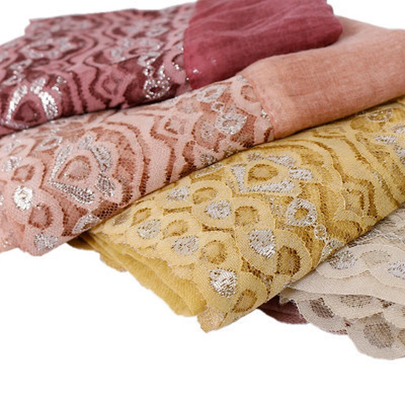 Spring lace lace sunscreen headscarf women new muslim lace scarf cotton long shawl hijab
