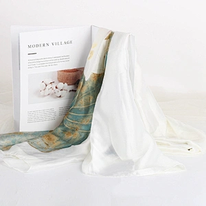 New Classic Lotus Oil Painting Scarves Women Thin Long Shawl Scarf Lady Autumn Printed Wraps Female Flower Hijab Stoles