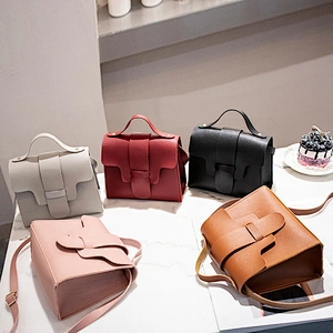 Wholesale Women 2020 New Style Mini Pure Colour Student Shoulder Bag PU Leather Girls Simple Retro Package Messenger Bags