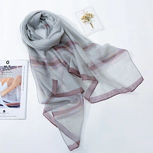 Autumn and winter women wild water ripple gold thread solid long organza shawl scarf