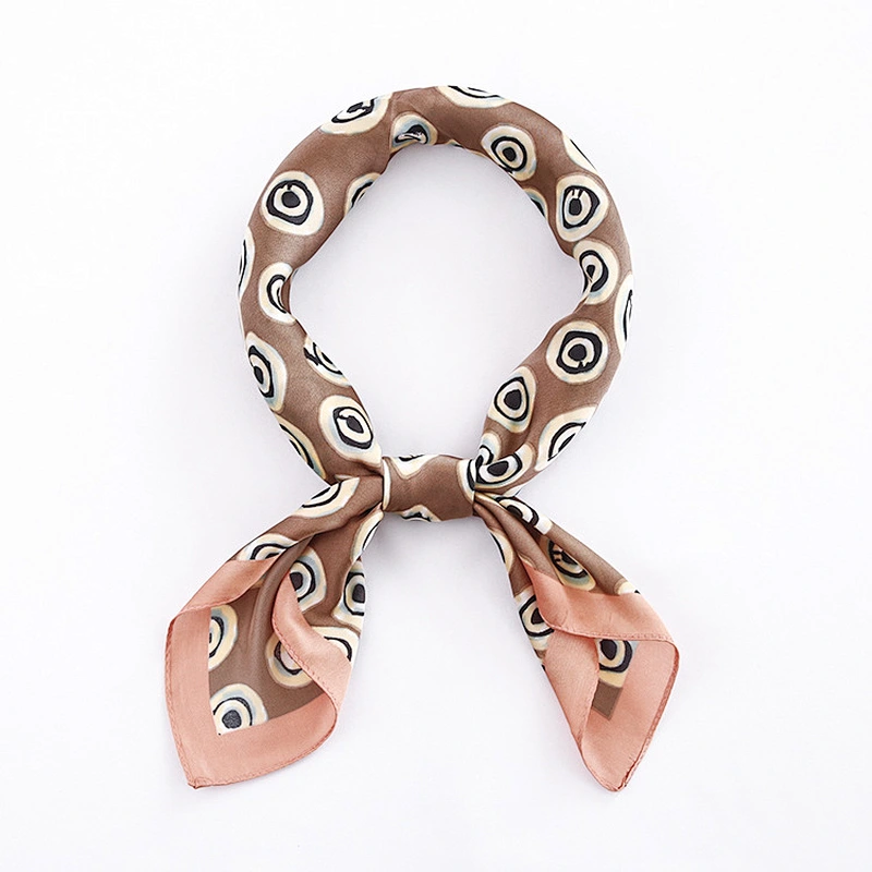 Wild circular printed female spring and summer temperament simulation silk small square scarf