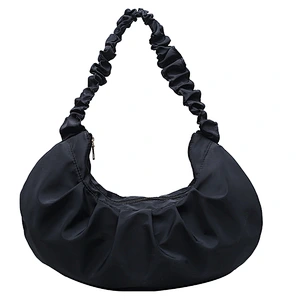 Women Ruffles Strap Shoulder Bag Designer Fashion Frilled Purses Handbags Ruched Large Totes Solid Underarm Bags