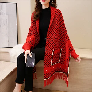 2020 New Style Mink Wool Cape Cloak Women Coat Autumn Winter Outdoor Fashion Western Cardigan Shawl With Sleeve