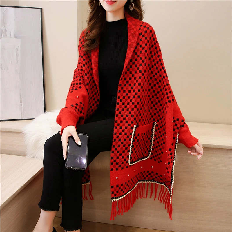 2020 New Style Mink Wool Cape Cloak Women Coat Autumn Winter Outdoor Fashion Western Cardigan Shawl With Sleeve