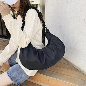 Women Ruffles Strap Shoulder Bag Designer Fashion Frilled Purses Handbags Ruched Large Totes Solid Underarm Bags