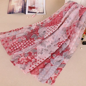 Factory Outlet Idyllic Style Floral Print Sunscreen Shawl Scarf  Multifunctional Voile Print Bandana Scarf
