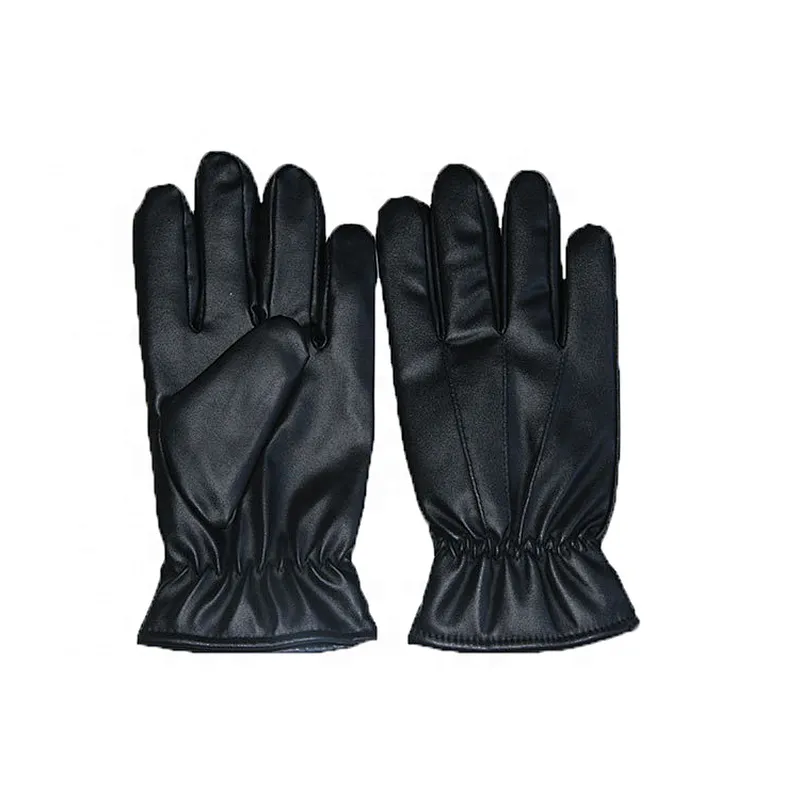 All Black Fashion Car Driving PU Leather Gloves Men for Winter
