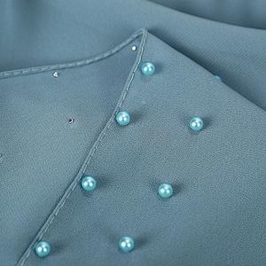 Wholesale Muslim Long Multi Color Plain Pearl Hijab Chiffon Scarf For Women