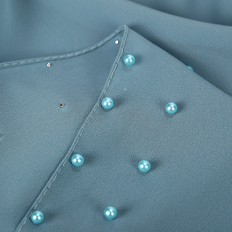 Wholesale Muslim Long Multi Color Plain Pearl Hijab Chiffon Scarf For Women
