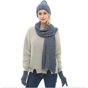 Fashion Stripes Cap 3 PC Men Women's Winter Knitted Hat Cap Hat Scarf Glove Sets