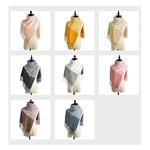 Scarf Women Simple Japanese Cute Cashmere Scarf Geometric Pattern Mid-Length Warm Shawl