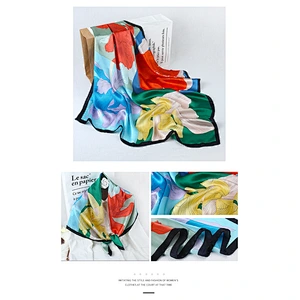 Wholesale Customized New Design Digital Printing Silk Scarf Head Accessories Big Square Satin Hijab Scarf