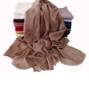Wholesale Price 80*180cm Women Muslim Crinkle Hijab Scarf Femme Musulman Soft Cotton Headscarf Islamic Hijab Shawls And Wraps