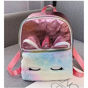 Fashion Symphony Gradient Unicorn PU Girl Pink Backpack Plush Cute Cartoon Student Schoolbag
