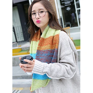 Hot Style Autumn Winter Knit Pullover Collar Female Korean Version Super Long Gradient Color Warm Collar Scarf