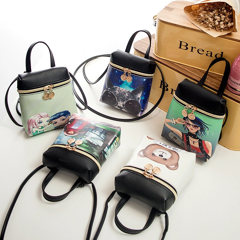 Hot Sale Cartoon Cute Printing Small Square Bag Women'S Shoulder Diagonal Bag Ladies Backpack