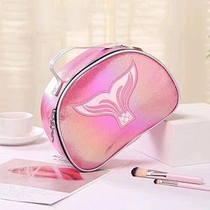 2020 Custom Logo Personality Waterproof Flash Mermaid Laser PU Holographic Portable Cosmetic Bag