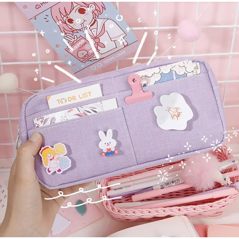 Ins Girl Pencil Case Korean School Pupils Creative Small Cartoon Rabbit Stationery Bag