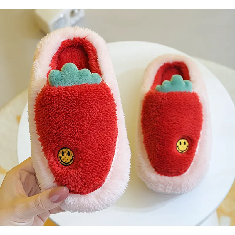 children's cotton slippers female cute cartoon indoor home plus velvet warmth non-slip parent-child baby cotton slippers