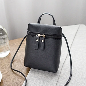 Fast Shipping PU Leather Ladies Simple Casual Shoulder Messenger Bag Small Change Mobile Phone Crossbody Bucket Bag