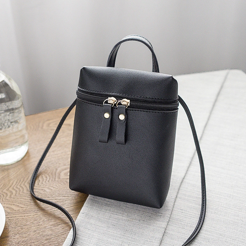 Fast Shipping PU Leather Ladies Simple Casual Shoulder Messenger Bag Small Change Mobile Phone Crossbody Bucket Bag