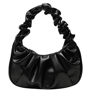 Soft High Quality Leather Pure Color Ruched Pattern Woman Shoulder Bag