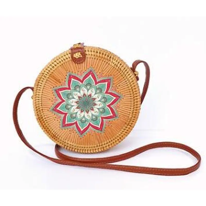 Handmade Women Rattan Bags Bohemian Straw Shoulder Crossbody Bags