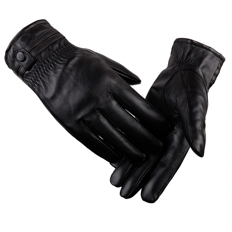Man Winter Cycling Leather Gloves Windproof Outdoor Cycling Motorcycle Warm  Cashmere Men'S Leather Gloves Wholesale