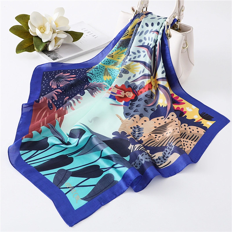 Printed scarf female spring and summer thin section decorative scarf fashion wild small square scarf autumn and winter warm prof