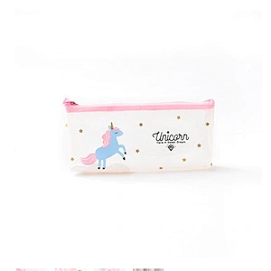 Cheap Wholesale Girls Kawaii Kids Transparent PVC Cute Unicorn School Pencil Case