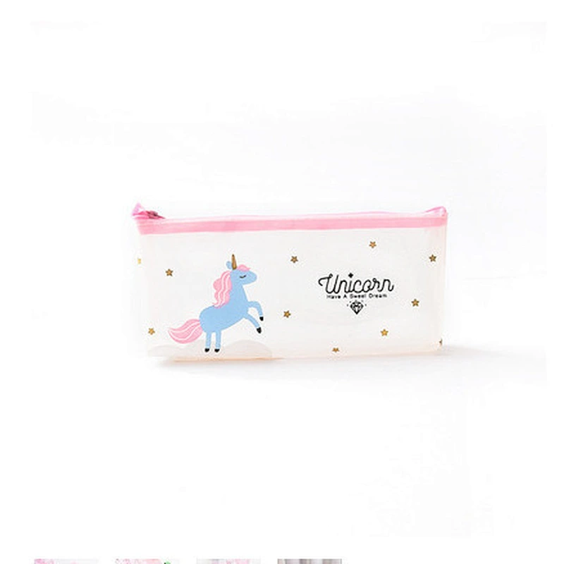Cheap Wholesale Girls Kawaii Kids Transparent PVC Cute Unicorn School Pencil Case