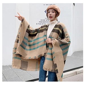 Striped Fashion Autumn Warm Scarf European American Ethnic Wind Shade Sunscreen Cloak Shawl