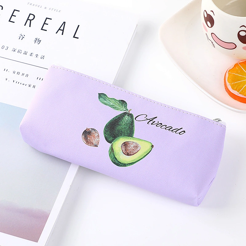 Customized Korean Cartoon PU Avocado Pencil Case Cute Creative Stationery Bag Pencil Case