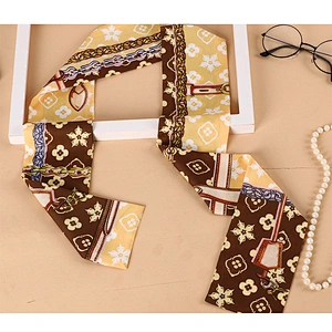 Spring Summer New Chic Small Scarf Narrow Strip Small Ribbon Silk Scarf Female Decoration Multifunctional Tie Bag Ribbon