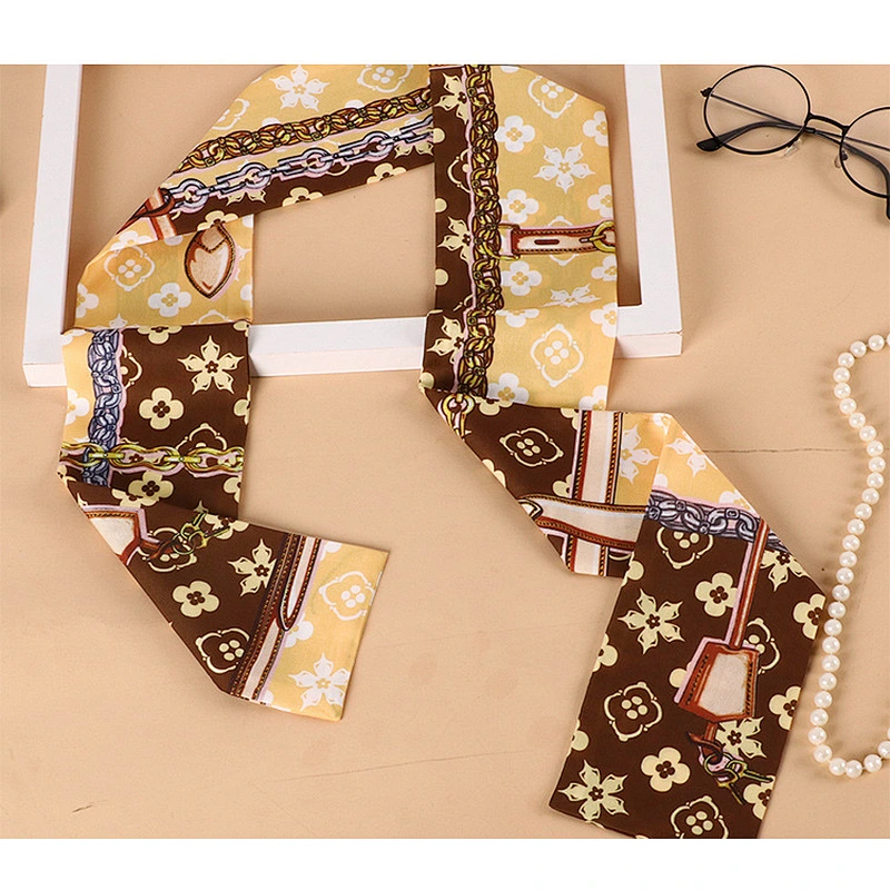 Spring Summer New Chic Small Scarf Narrow Strip Small Ribbon Silk Scarf Female Decoration Multifunctional Tie Bag Ribbon