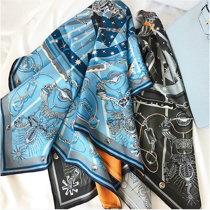 High Quality 100% Silk Scarves Double Sided Printing 90*90 Size Square Silk Twill Scarf
