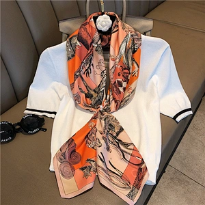 Factory wholesale spring new simulation silk 90cm printed totem scarf scarf large square shawl