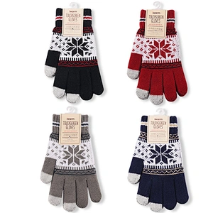 New Style Knitted Wool Snowflake Touch Screen Gloves Men Women Autumn Winter Warm Gloves Wholesale
