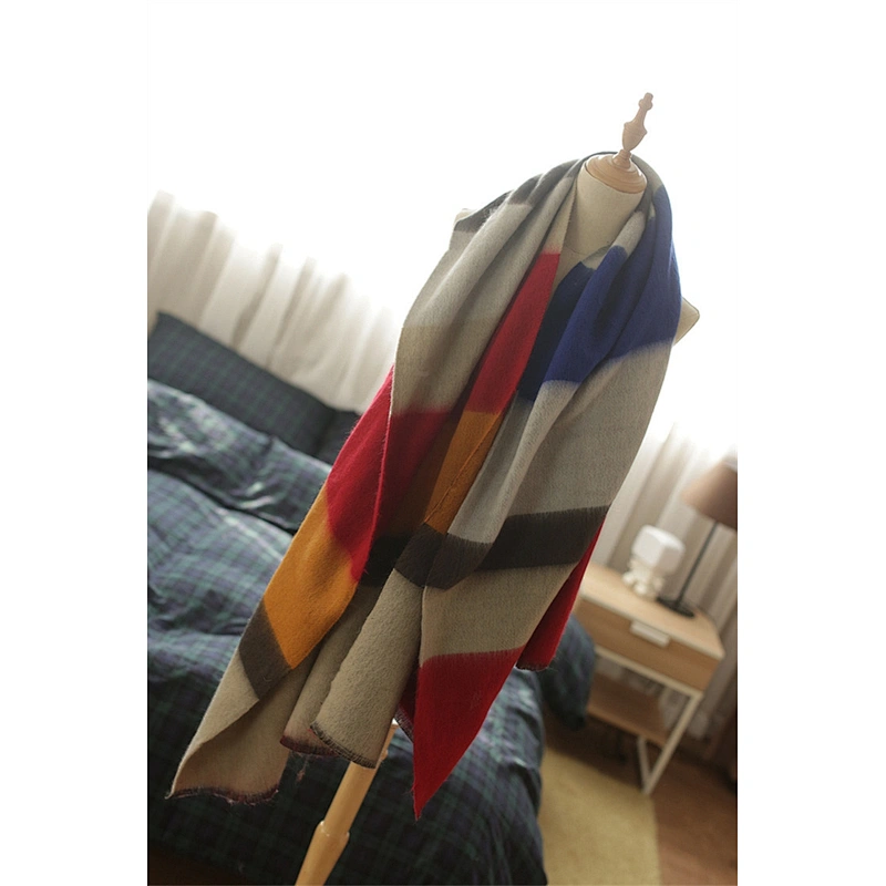 Scarves Trendy Thick Autumn Winter Style Personality Colorful Stripes Cashmere Shawl