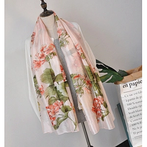 Wholesale Brand New Silk Scarf Women Spring Summer Silk Scarves Thin Flower Shawls Wraps Foulard Print Hijab Stoles