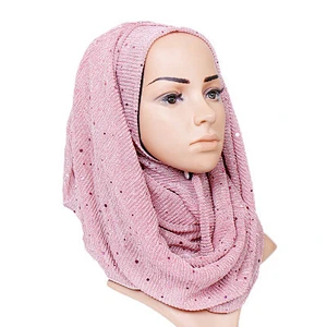 Sequined wild braided scarf 10 colors shimmer muslim women's head scarf