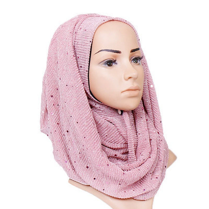 Sequined wild braided scarf 10 colors shimmer muslim women's head scarf