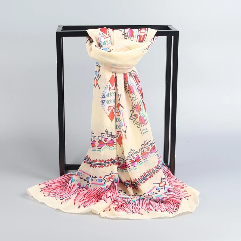 Wholesale scarf custom geometry chiffon scarves shawls multifunctional beach towels versatile scarves